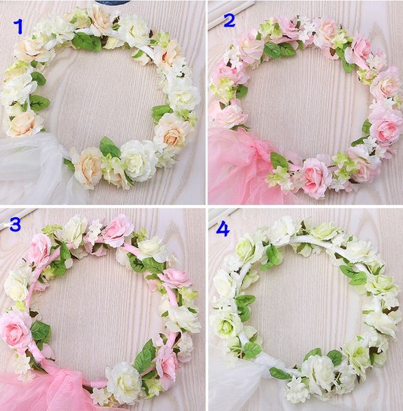 

2015 flowers garlands organza flower girl head piece with veil lovely exquisite hair accessories for wedding ing, White;red