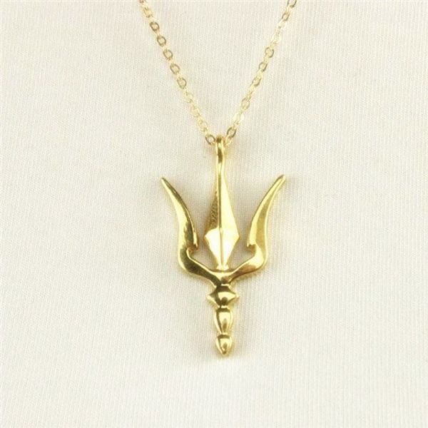 

poseidon trident pendant chain necklace neptune greek spear necklace trishul ukraine symbol necklace weapon lance necklaces jewelry, Silver