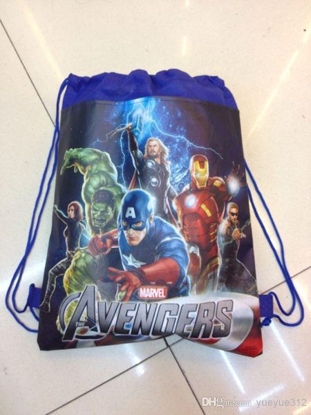

2014 новых детей рюкзаки Мстители альянса мальчика нетканого шнурок сумки мальчик школьные сумки Детское рюкзак QH6010-2