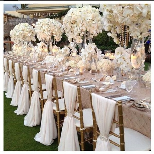 

romantic chiffon wedding party anniversary chair sash party banquet decorations 20 pieces set wedding chair sash 150cmx50cm288r