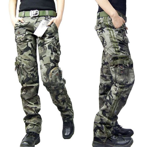 

the new outdoor leisure multi-pocket trousers couple models climbing pants ms. field camouflage pants trousers military fans tactical pants, Black;white