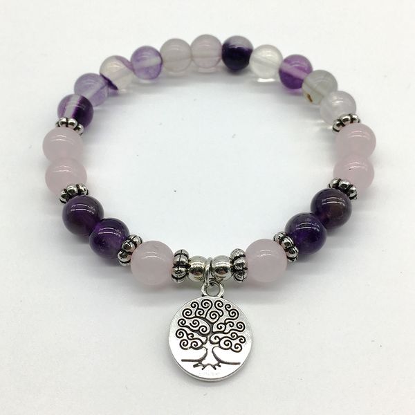 SN1192 Bracciale yoga da donna in vendita calda Bracciale in fluorite naturale Bracciale vintage da donna con albero della vita Yogi Balance