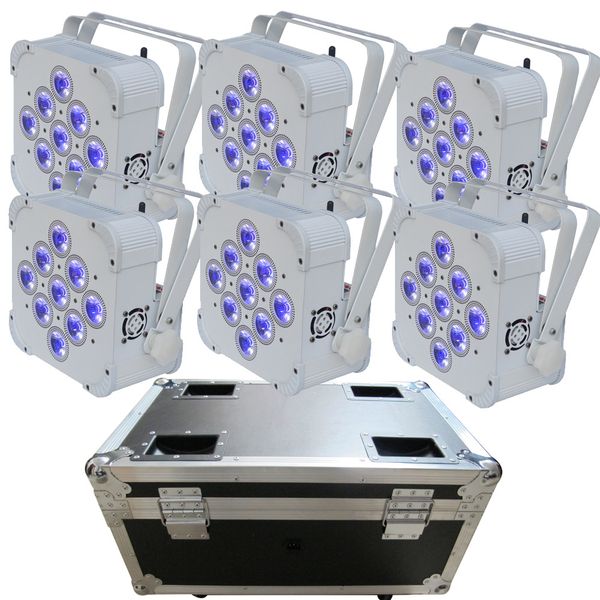 

Dmx wirele battery powered dj led lim par light with 9pc 18w rgbwa uv 6 in 1 chargeable flightca e pack of 6