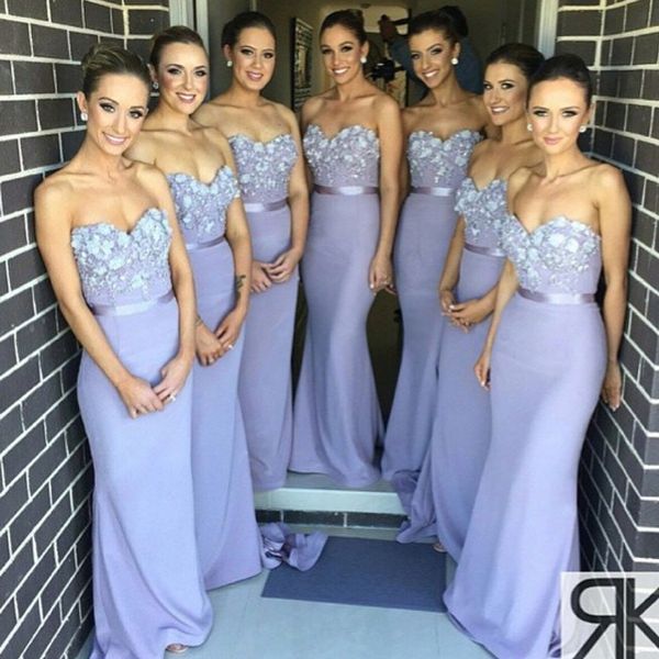 

2021 лаванда без бретелек длинные платья невесты ruched / ruffles русалка длина пола длинные горничной честь платье вечернее платье, White;pink