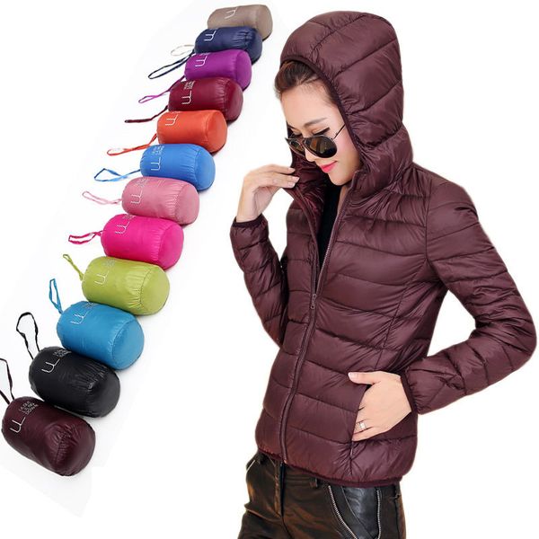 

Wholesale-Womens Lady Duck Down Ultralight Hooded Puffer Jacket Coat Outdoor Packable