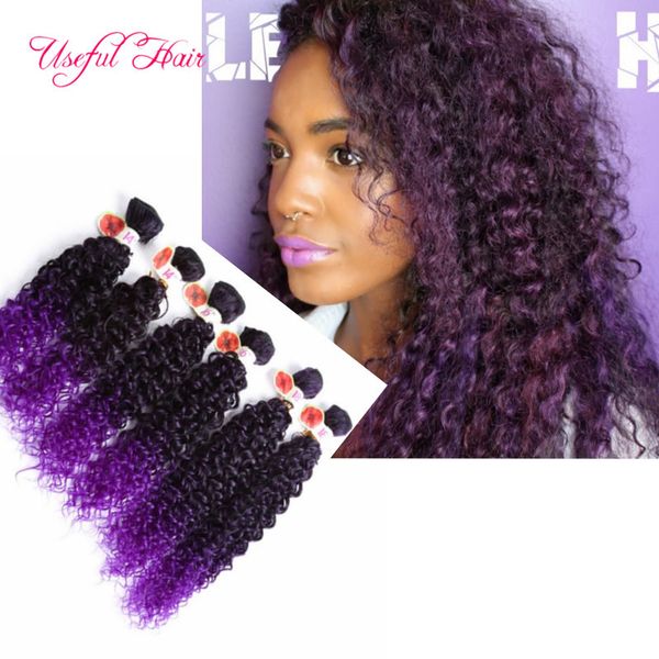 

synthetic hair wefts 6pcs/lot black ombre bug,blonde jerry curl crochet hair extensions crochet braids hair weaves marley twist