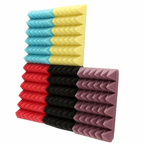 

6pcs beiyin flame retardant pyramid acoustic panels soundproofing foam acoustic sound absorbing tiles studio sound treatment sponge 19x2&quo