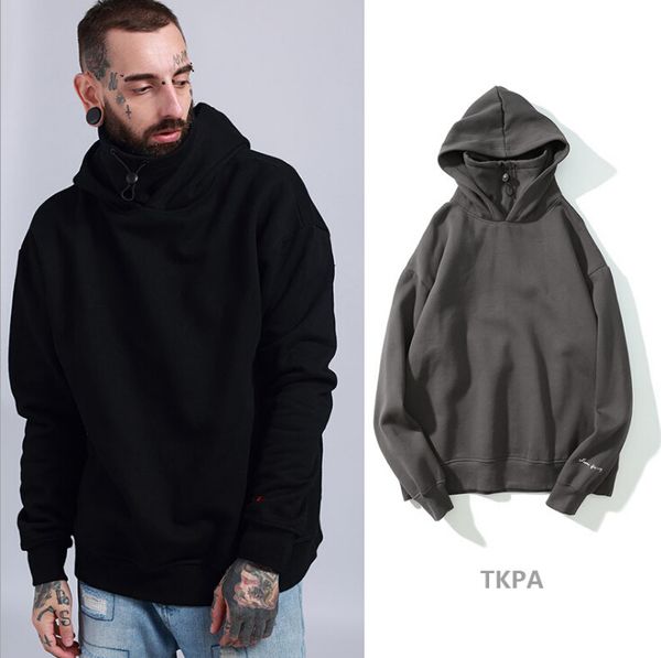 

KANYE Winter Autumn Men Hoodies Casual Solid Color Fleece Oversize Loose Pullovers Hooded Long Sleeved Sweatshirts Tops Clothes