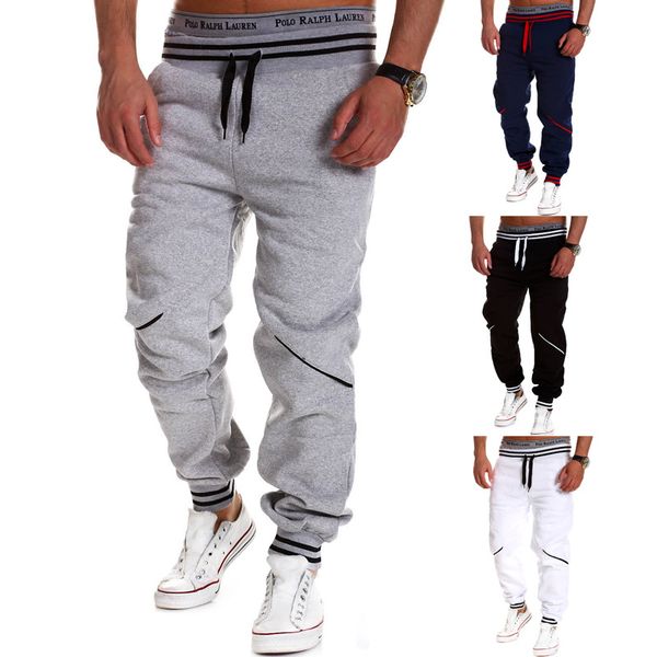 

trade fast selling men's casual pants european and american style leisure color contrast splicing sports pants men's wholesale, Black