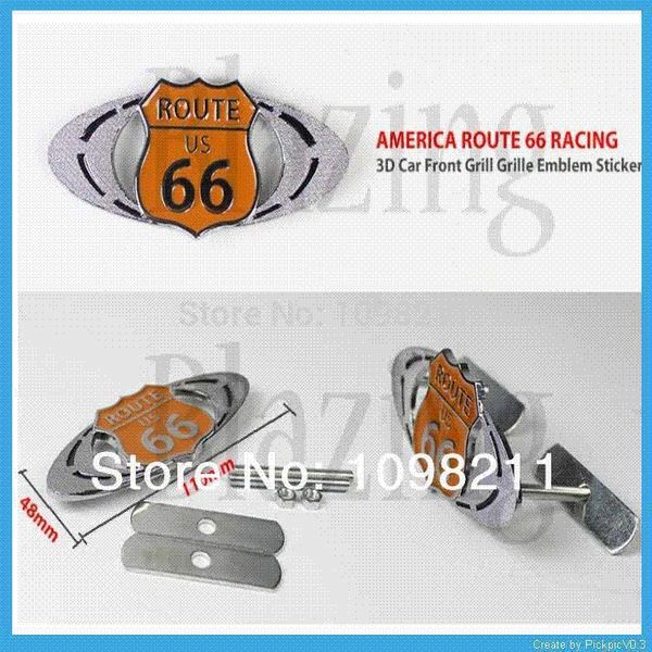 3D Metal 66 Road Route 66 Racing Front Hood Grille Badge Emblem
