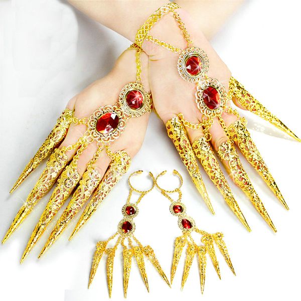 

belly dance bollywood costume tribal jewelry belly dance guanyin nails set india belly dance bracelet hj158, Golden;silver