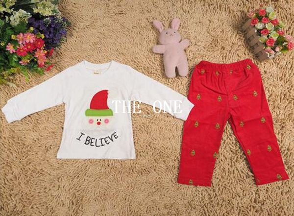

new christmas children pants suits 2 pieces long sleeve clothes santa claus pattern suits girls clothing sets boy suit kids clothing sets, White