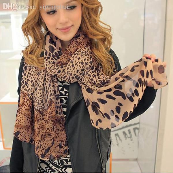 

оптовая продажа-sytlish женские длинные мягкие wrap леди шаль шелковый леопард шифон шарф шарфы cy0380 падение моды, Blue;gray