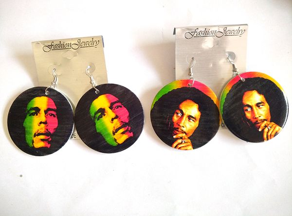 

5pairs/lot 2015 Newest Bob Marley Wooden Earrings