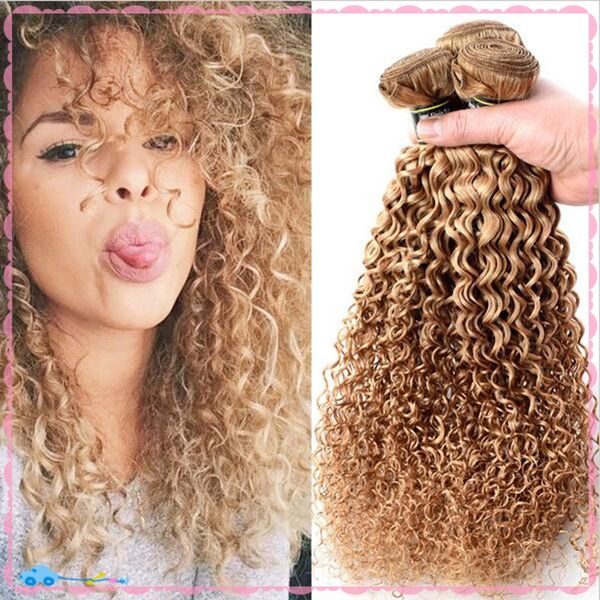 9a Peruvian Blonde Curly Hair Extensions Honey Blonde Remy Human
