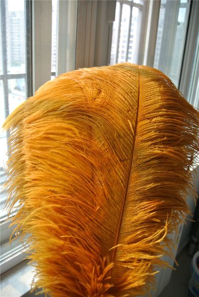 

100 pc lot 16 18inch 40 45cm gold o trich feather plume for wedding centerpiece decor party event decor upply