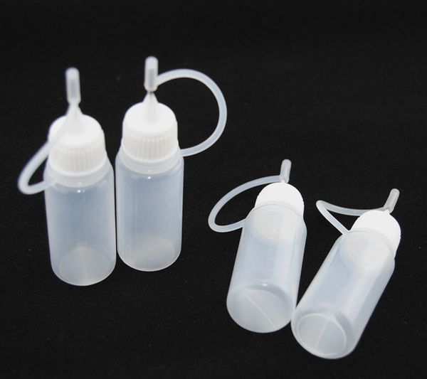 Flacone vuoto con ago per Eliquid Ejuice 10ml Flacone contagocce in materiale PE morbido per uso alimentare con tappi bianchi Bottiglia di olio e sigarette