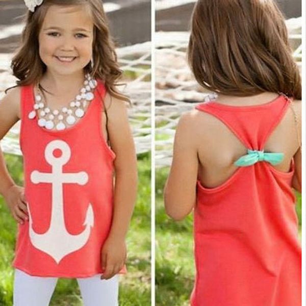 

wholesale-2015 baby girl backless vest fashion sleeveless bowknot anchor print vest tank summer vest ing, Camo
