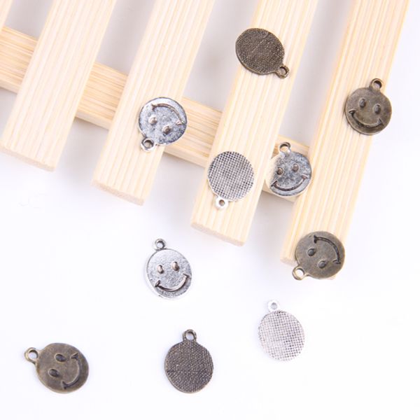 

2015 vintage charms antique silver/copper smile face pendant fit bracelets necklace diy metal jewelry making 400pcs/lot 497w, Bronze;silver