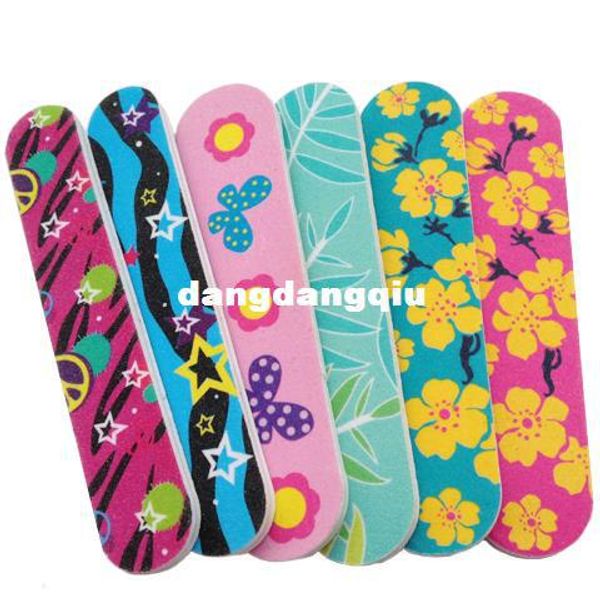 

wholesale-407-new est printing designs double-sided sandpaper nail file mini emery boards manicure tool 10pcs/lot