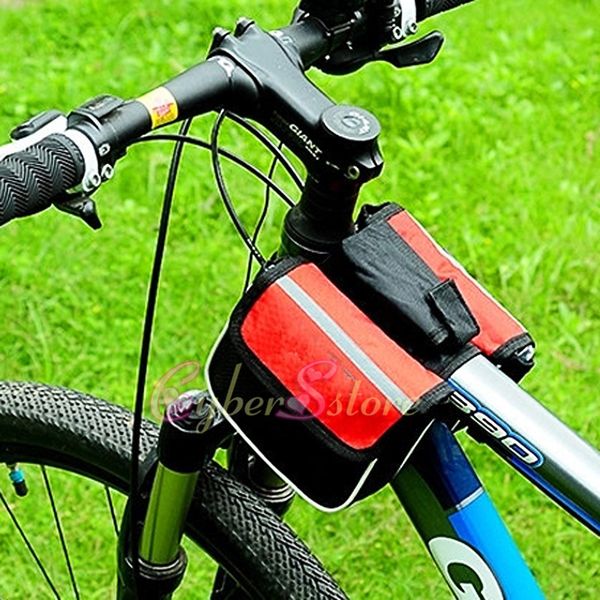 

универсальный pipe велосипед горный велосипед рама передняя труба saddle bag phone чехол карманный открытый с светоотражающими полосами лент