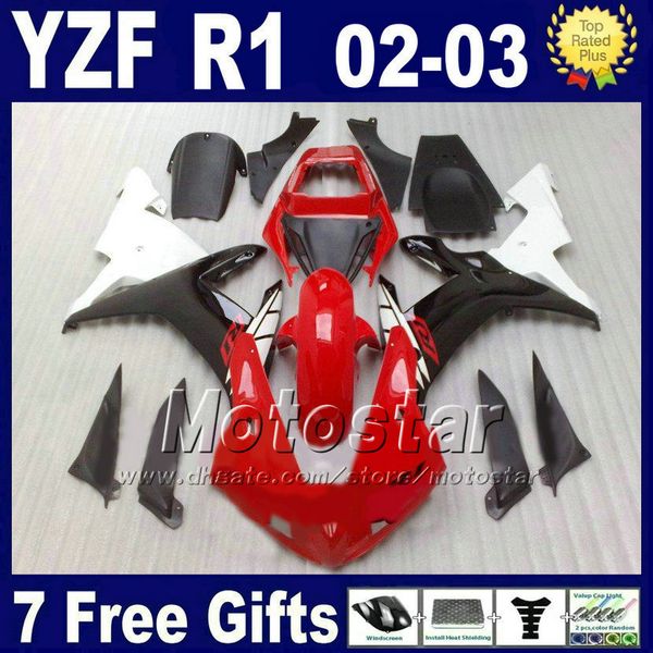 Vendita calda Carene per 2002 2003 YAMAHA R1 Stampaggio a iniezione rosso whtie kit corpo YZF1000 02 03 yzf r1 kit di parti di ricambio set