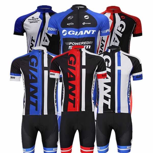 

wholesale-[ fast delivery ] 2015 giant team cycling clothing short sleeve ropa ciclismo cycling jersey jersey+bib cycling clothing, Black;red