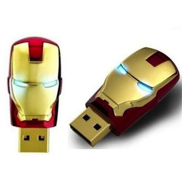 

64gb 32gb 16gb 8gb real capacity led iron man head usb 2.0 usb flash drive pen grade a drives memory stick for ios windows android