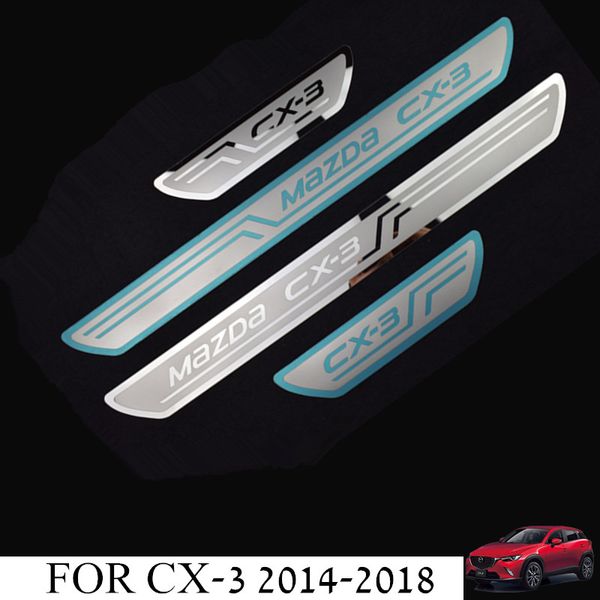 For Mazda cx 3 Accessories Door Sill Protector Steel Scuff Plate 2016 2017 2019