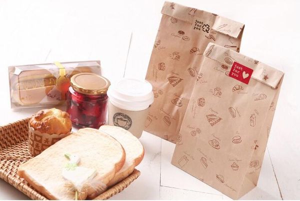 

50pcs/lot grease proof kraft paper food bags, candy bag,baked food packaging bags 15x28x9cm ing