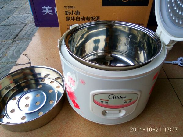 

3l midea electric rice cookers yj308j stainless steel non-stick inner pot food heating diy cake leben cookwere +conversion plug(gift