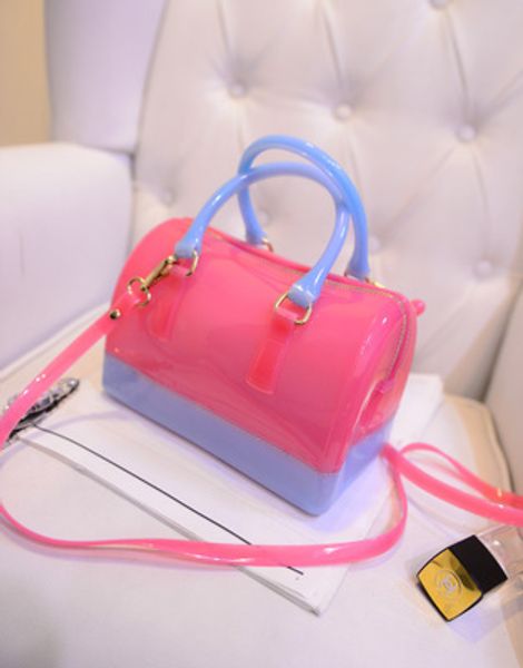 

wholesale-2015 new handbag macaron color beach bags jelly bag handbag candy color transparent fashion handbags