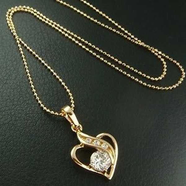 

14k 14ct yellow gold filled with heart pendant necklace n108, Silver