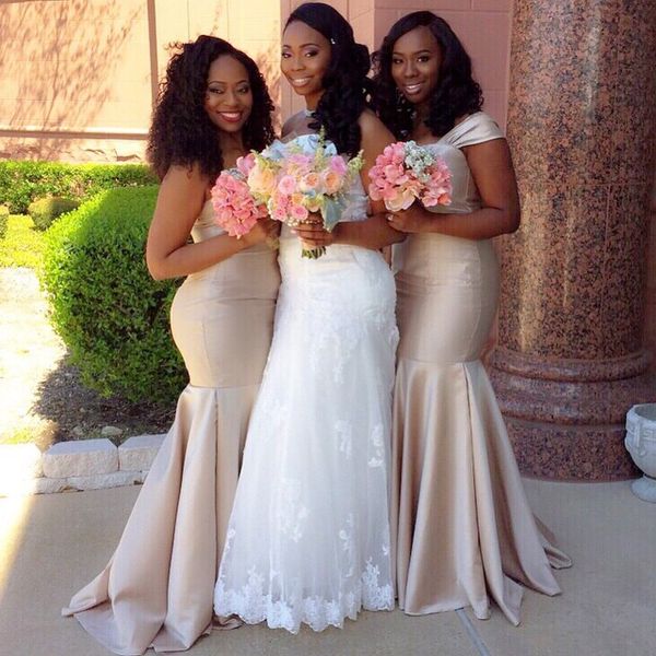 

custom made african mermaid bridesmaid dresses tank straps floor length long maid of honor dress plus size wedding party gowns, White;pink