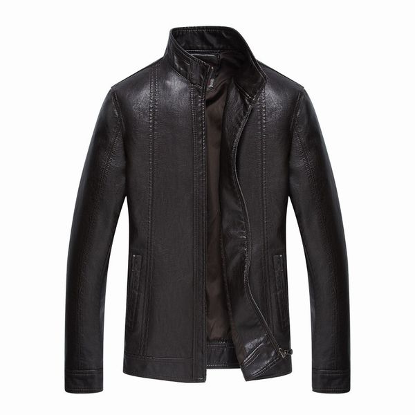 

wholesale- new leather jackets men jaqueta de couro masculina avirex leather jacket inverno couro mens stand collar jacket 203f, Black