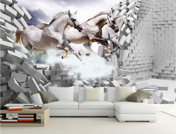 

customized wallpaper for walls white horse ride 3d murals wallpaper for living room
