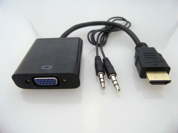 

new hdmi to vga data cable with audio cable video converter adapter for xbox 360 ps3 pc360 dhl