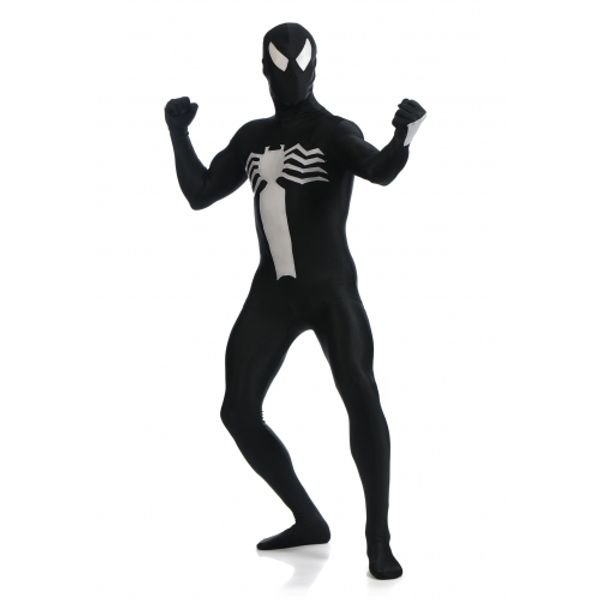 

black venom symbiote super villain costume halloween party cosplay zentai suit, Black;red
