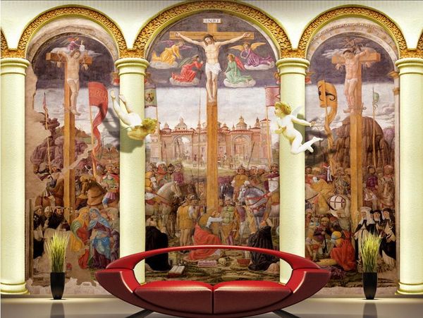 

wallpaper 3d european roman column 3d stereoscopic christian figure angels wallpaper