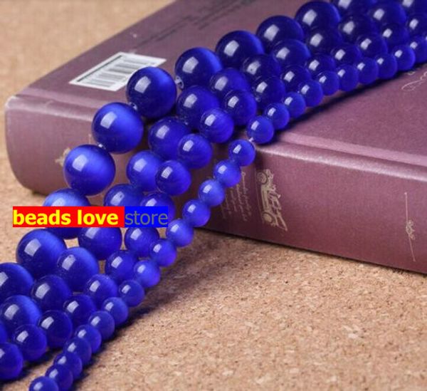 

pick size 4.6.8.10 12mm smooth dark blue cats eye beads natural stone spacer loose beads 15.5"/strand mexican opal(f00232), Crystal