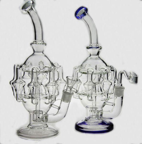 Hochwertige 11-Zoll-Glas-Bubbler-Wasserpfeife, 8-Arm-Perc, 1 Gang, Perkolator-Glasbong-Öl-Rig, 14,4-mm-Verbindung und Schüssel
