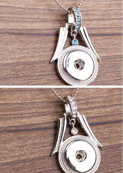 

white blue flower basket ginger button pendant necklace 2 colors snap jewelry can diy interchangeable jewelry, Silver