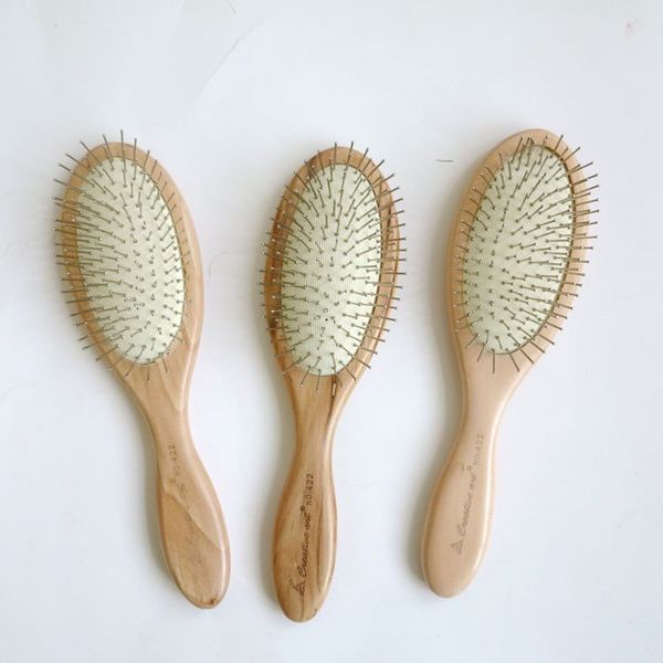 Extensões de cabelo escova pente de madeira lidar com massagem com pinos de metal Mensagem Almofada de ar branco venda quente