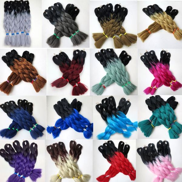 

Kanekalon Синтетические плетеные навалом для волос 24inch 100g Ombre Two Tone Color Jumbo оплетка Твист Ombre для наращивания волос 23colors