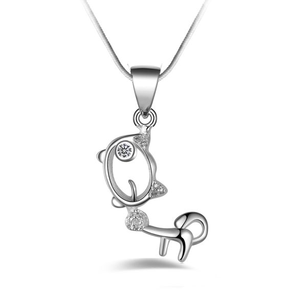 

fashion 925 silver dog with white diamond jewelry 925 silver necklace valentine's day holiday gifts 1677