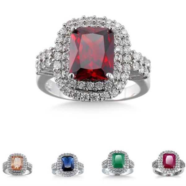 

luckyshine 12 pcs europe popular unique rings amethyst morganite rings fashion 925 silver cz zircon for women men wedding engagement jewelr, Golden;silver