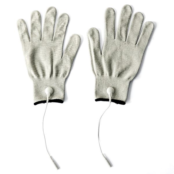 

1 Pair Conductive Fiber Electrode Gloves Massage TENS Gloves With 2.0mm TENS Adapter Wires Short Cable Use For TENS/EMS Machines