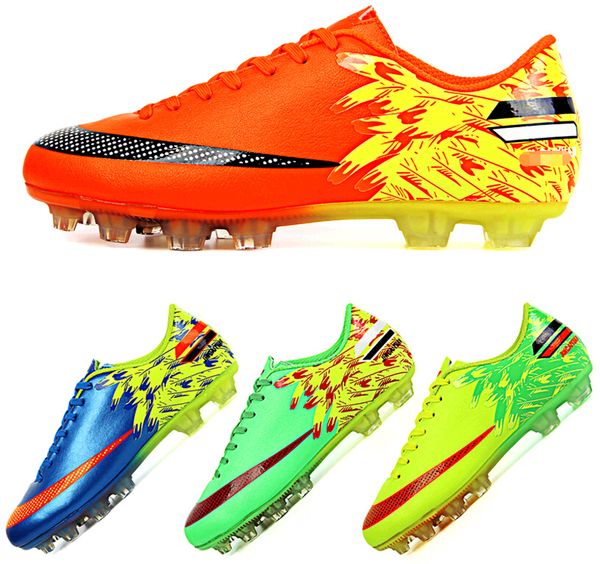 orange and blue youth football cleats