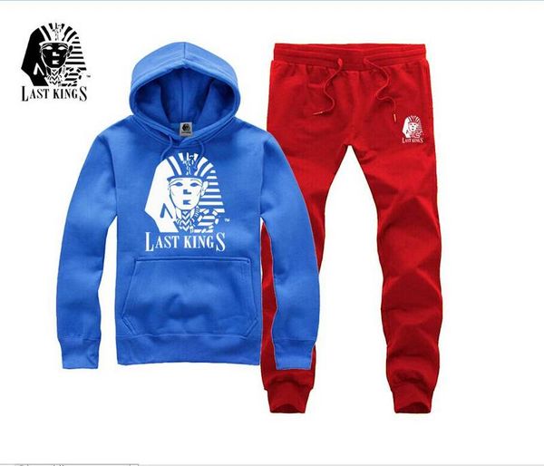 

s-5xl tracksuits hip hop suit last kings leather sleeve hoodie +pants lastkings men hoodie winter fleece, Gray