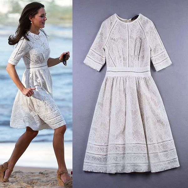 

2015 summer fashion kate princess same paragraph temperament was thin waist dress sleeves lace dress wedding dress, Black;gray